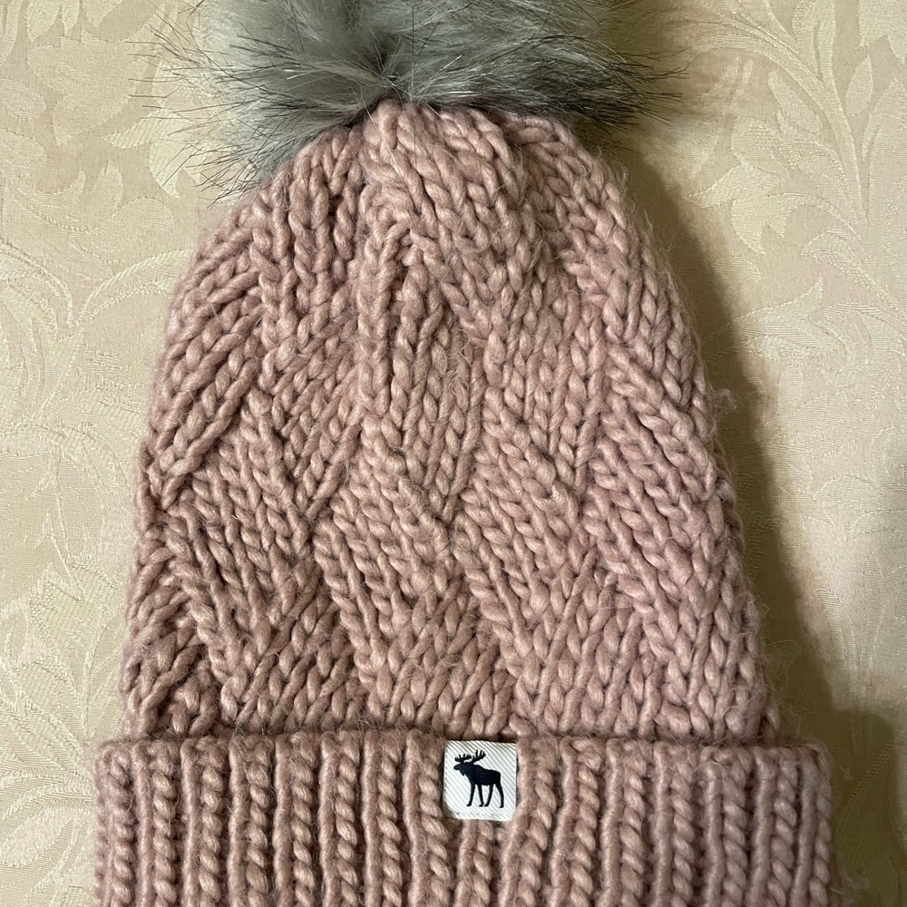 Abercrombie Kids Pink Knit Pom-Pom Beanie